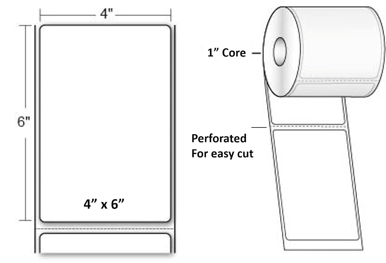 Thermal Sticker Label 4x6  Per Roll 400 Pcs